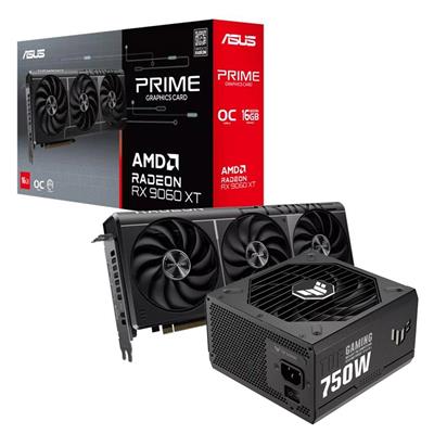 Combo ASUS Prime Radeon™ RX 9060 XT 16GB + Fuente TUF 750W 80 Plus Gold